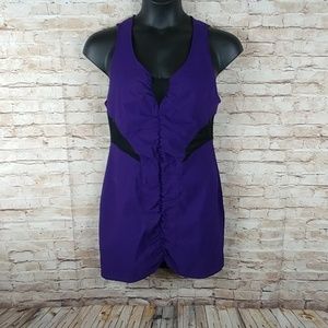 Reckless Hearts Size 1X Purple Mini Dress with Black Mesh Cutouts